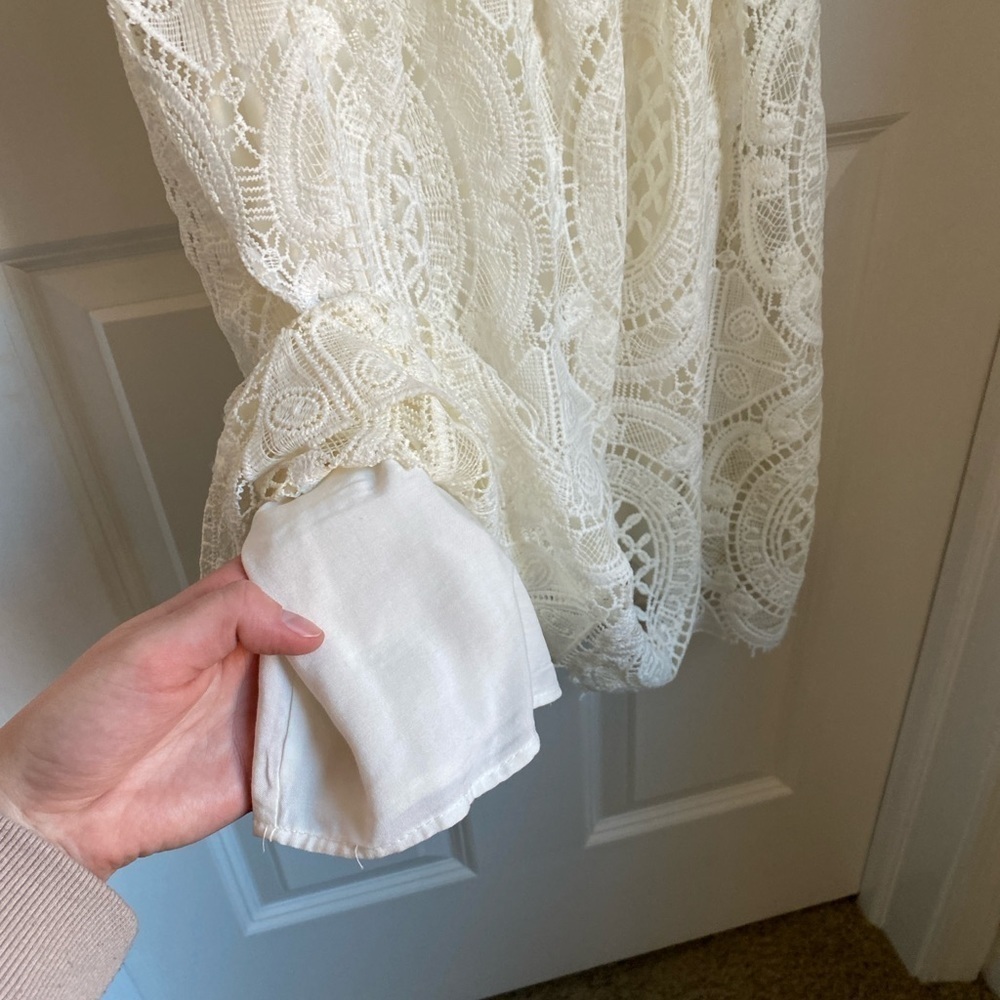 Urban Outfitters Kimchi Blue Lace Girly Feminine Spring Cottagecore White Dress - Picture 5 of 7